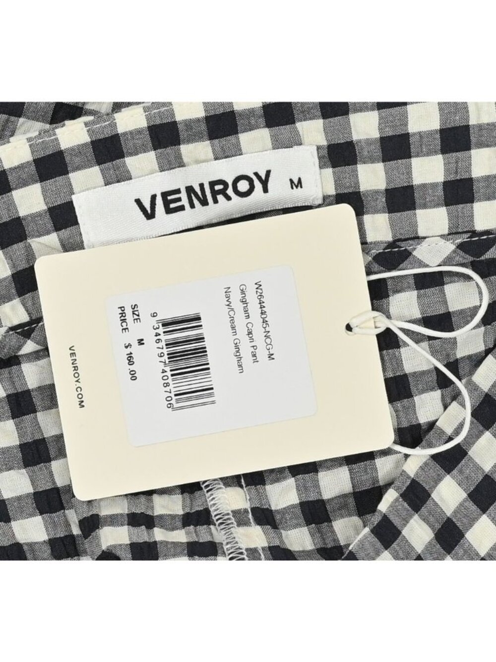 Venroy Gingham Capri Pant in Navy/Cream Gingham - Picture 3 of 4